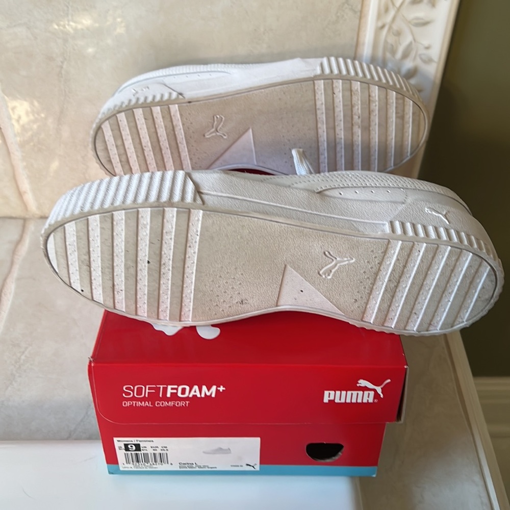 White Leather Pumas - Picture 3 of 5